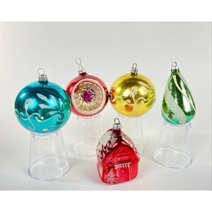 5‎ Vintage Ornaments West Germany Assorted Colors and Shapes